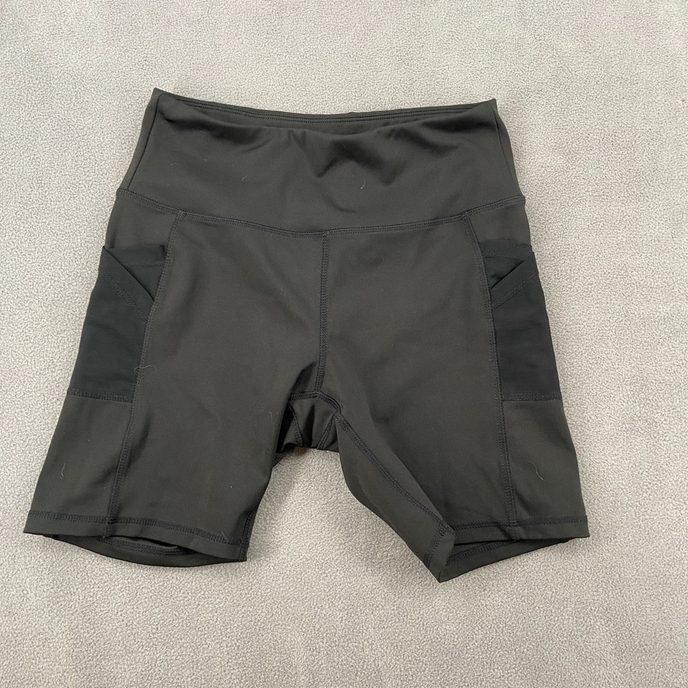 Ebb & Flow Athletic Biker Shorts Women Medium Black Stretch 7" Inseam High Waist
